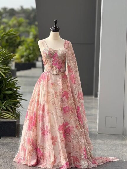 Pink Floral Lehenga
